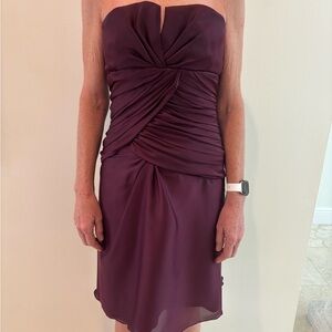 Rene Ruiz Elegant Strapless Burgundy Dress